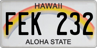 HI license plate FEK232