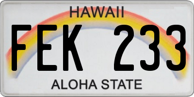 HI license plate FEK233