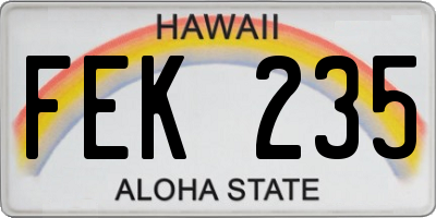 HI license plate FEK235