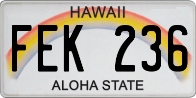 HI license plate FEK236