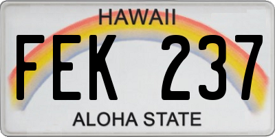 HI license plate FEK237