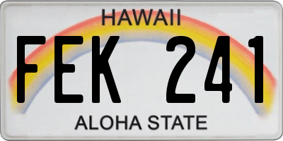 HI license plate FEK241
