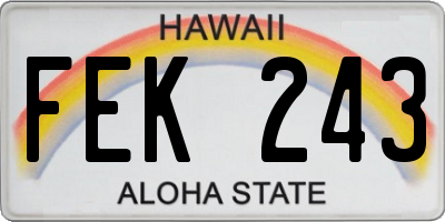 HI license plate FEK243