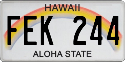 HI license plate FEK244