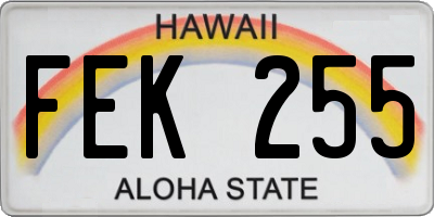 HI license plate FEK255