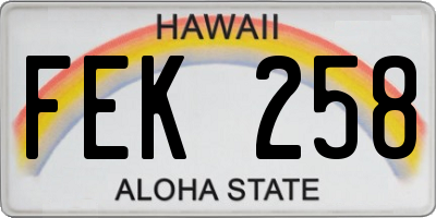 HI license plate FEK258