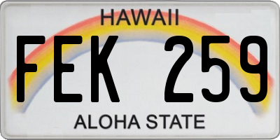 HI license plate FEK259