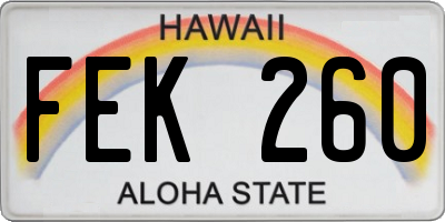 HI license plate FEK260