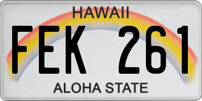 HI license plate FEK261