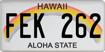 HI license plate FEK262