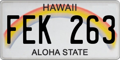 HI license plate FEK263