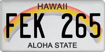 HI license plate FEK265