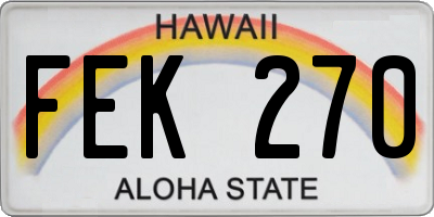 HI license plate FEK270