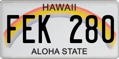 HI license plate FEK280