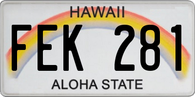 HI license plate FEK281