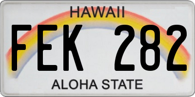 HI license plate FEK282