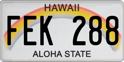 HI license plate FEK288