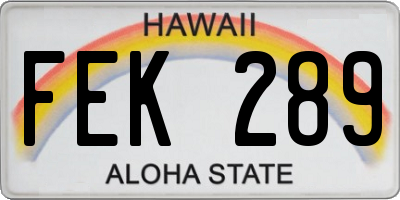 HI license plate FEK289