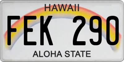 HI license plate FEK290