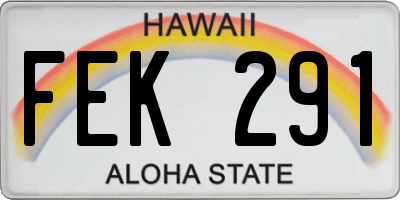 HI license plate FEK291