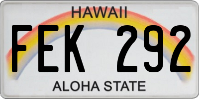 HI license plate FEK292