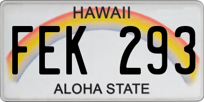 HI license plate FEK293