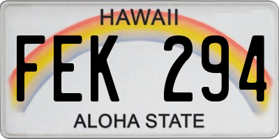 HI license plate FEK294