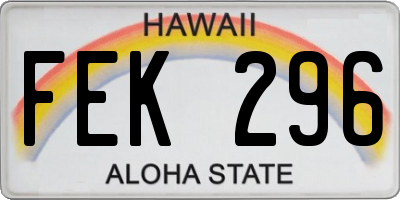 HI license plate FEK296
