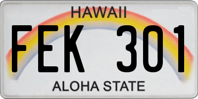 HI license plate FEK301