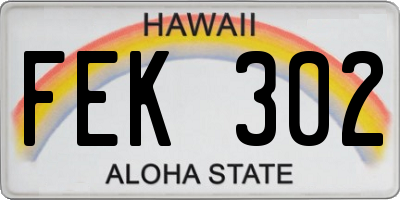 HI license plate FEK302