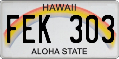 HI license plate FEK303