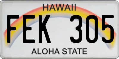 HI license plate FEK305