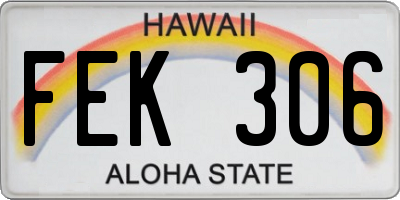 HI license plate FEK306