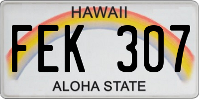 HI license plate FEK307