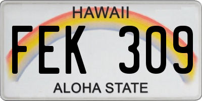 HI license plate FEK309