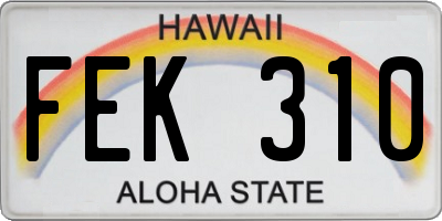 HI license plate FEK310