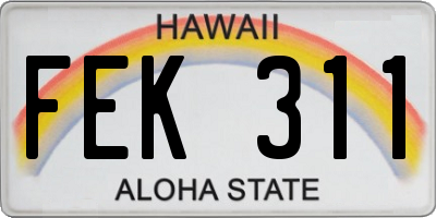 HI license plate FEK311