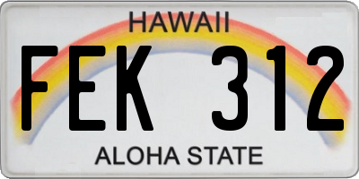 HI license plate FEK312