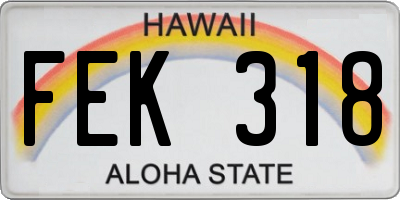 HI license plate FEK318