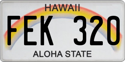 HI license plate FEK320