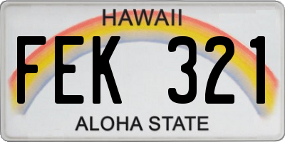 HI license plate FEK321