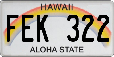 HI license plate FEK322