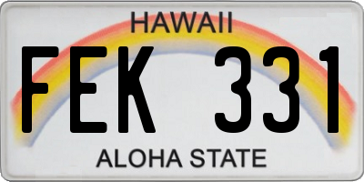 HI license plate FEK331