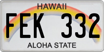 HI license plate FEK332
