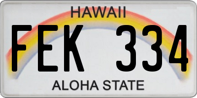 HI license plate FEK334