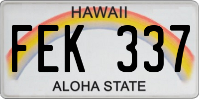 HI license plate FEK337