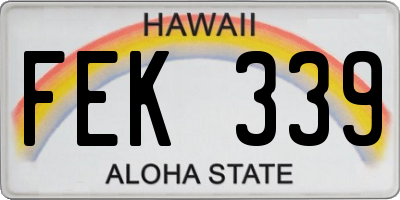 HI license plate FEK339
