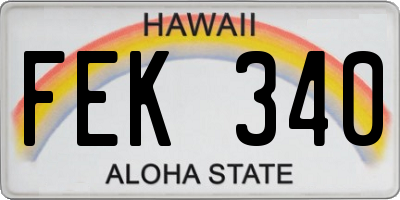 HI license plate FEK340