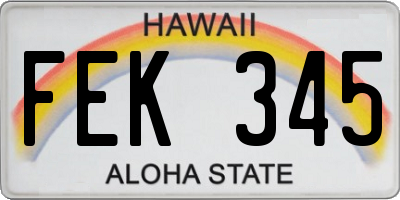 HI license plate FEK345