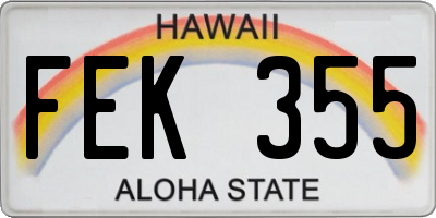 HI license plate FEK355